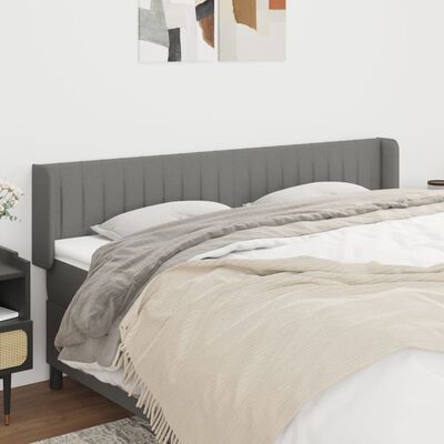 vidaXL Headboard with Ears Dark Gray 72"x6.3"x30.7"/34.6" Fabric