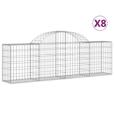 vidaXL Arched Gabion Baskets 8 pcs 78.7"x11.8"x23.6"/31.5" Galvanized Iron