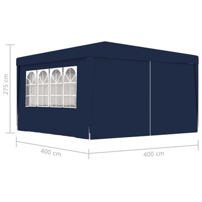 vidaXL Professional Party Tent with Side Walls 13.1'x13.1' Blue 0.3 oz/ft²