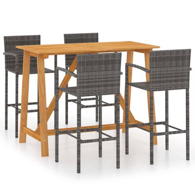 vidaXL 5 Piece Patio Bar Set Gray