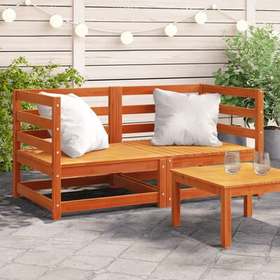 vidaXL Patio Sofas Corner 2 pcs Wax Brown 27.6"x27.6"x26.4" Solid Wood Pine