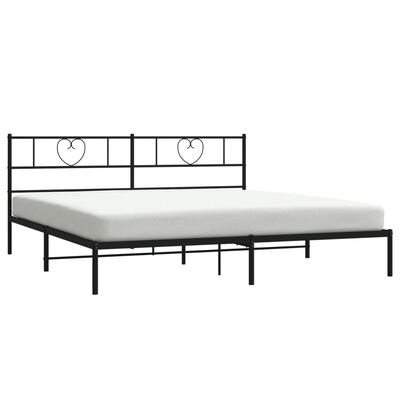 vidaXL Metal Bed Frame without Mattress with Headboard Black 76"x79.9"