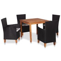 vidaXL 5 Piece Patio Dining Set Poly Rattan Black and Brown