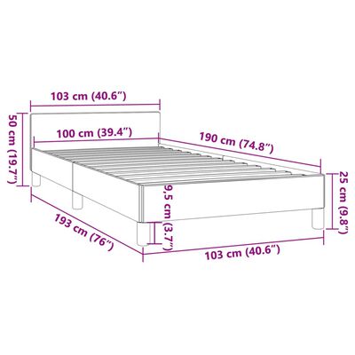 vidaXL Bed Frame without Mattress Dark Gray Twin Fabric