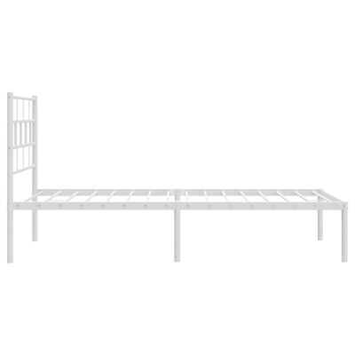 vidaXL Metal Bed Frame without Mattress with Headboard White 39.4"x74.8"