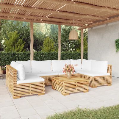 vidaXL 7 Piece Patio Lounge Set with Cushions Solid Wood Teak