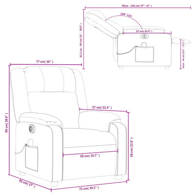 vidaXL Electric Massage Recliner Chair Dark Gray Fabric