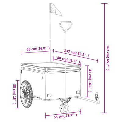 vidaXL Bike Trailer Black and Gray 99.2 lb Iron