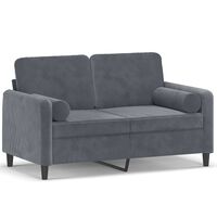 vidaXL 2-Seater Sofa with Throw Pillows Dark Gray 47.2" Velvet