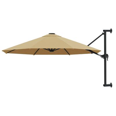 vidaXL Wall-Mounted Garden Parasol with Metal Pole 118.1" Taupe