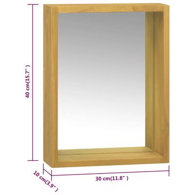 vidaXL Mirror Cabinet 11.8"x3.9"x15.7" Solid Wood Teak