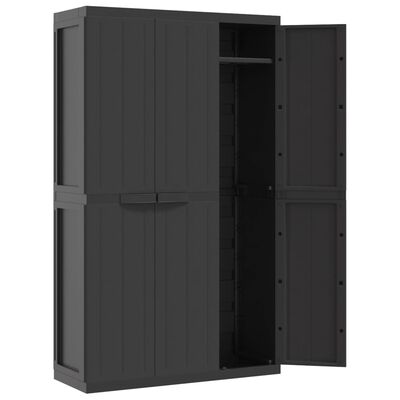 vidaXL Outdoor Storage Cabinet Black 38.2"x14.6"x65" PP