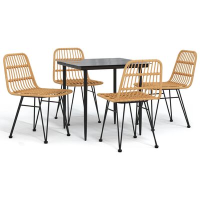 vidaXL 5 Piece Patio Dining Set Poly Rattan