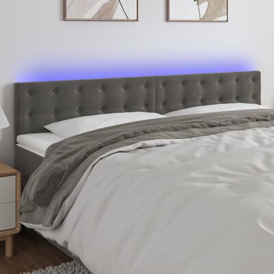 vidaXL LED Headboard Dark Gray 63"x2"x30.7"/34.6" Velvet