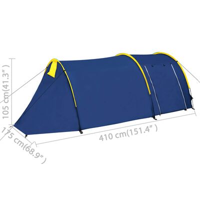 vidaXL Camping Tent 4 Persons Navy Blue/Yellow