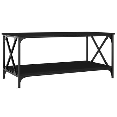 vidaXL Coffee Table Black 39.4"x19.7"x17.7" Engineered Wood and Iron