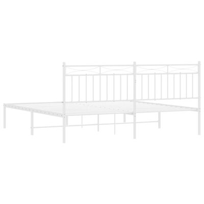 vidaXL Metal Bed Frame with Headboard White 72"x83.9" California King