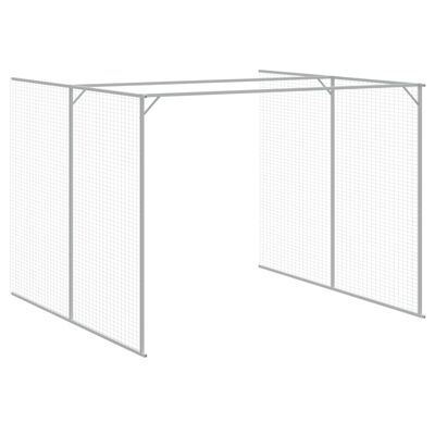 vidaXL Dog House with Run Light Gray 84.3"x179.9"x71.3" Galvanized Steel