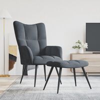 vidaXL Relaxing Chair with a Stool Dark Gray Velvet