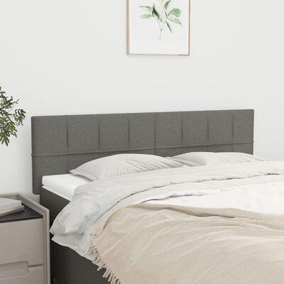 vidaXL Headboards 2 pcs Dark Gray 28.3"x2"x30.7"/34.6" Fabric