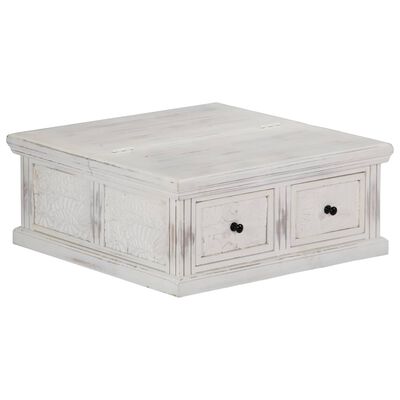 vidaXL Coffee Table White 27.6"x27.6"x11.8" Solid Mango Wood