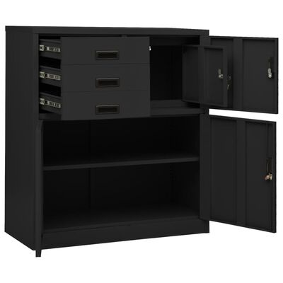 vidaXL Office Cabinet Anthracite 35.4"x15.7"x40.2" Steel