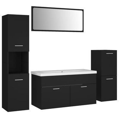 vidaXL Bathroom Furniture Set Black Engineered Wood