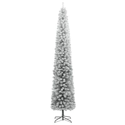 vidaXL Slim Christmas Tree with Stand and Flocked Snow 118.1" PVC