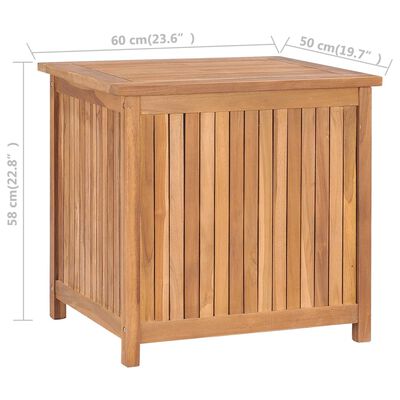 vidaXL Patio Storage Box 23.6"x19.7"x22.8" Solid Wood Teak