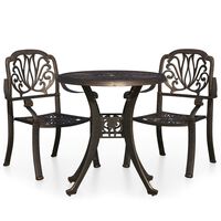 vidaXL 3 Piece Bistro Set Cast Aluminum Bronze