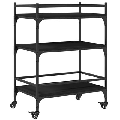 vidaXL Kitchen Trolley Black 25.6"x15.7"x34.1" Engineered Wood