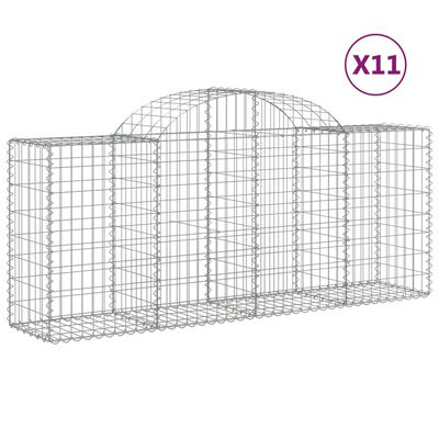 vidaXL Arched Gabion Baskets 11 pcs 78.7"x19.7"x31.5"/39.4" Galvanized Iron