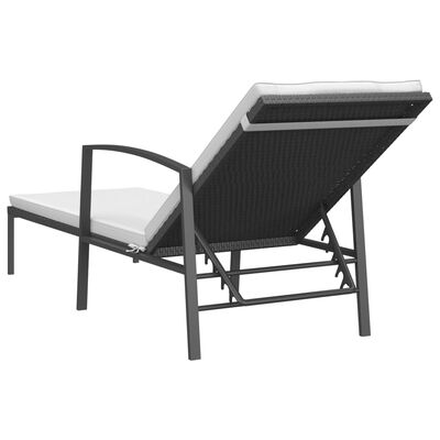 vidaXL Patio Sun Lounger with Cushion Poly Rattan Black