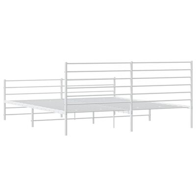 vidaXL Metal Bed Frame without Mattress with Footboard White 76"x79.9"