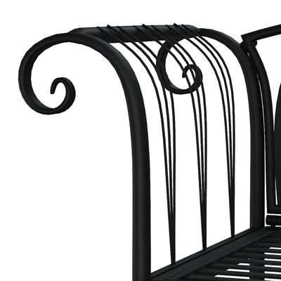 vidaXL 2-Seater Patio Bench 50.4" Black Steel