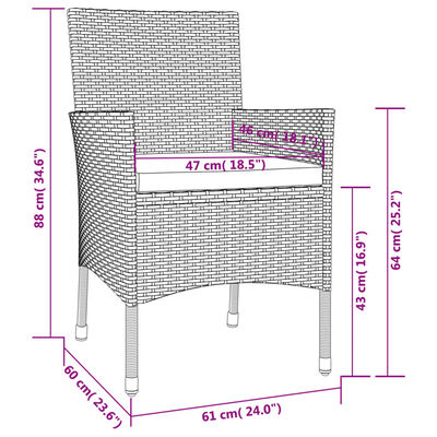 vidaXL 9 Piece Patio Dining Set with Cushions Beige Poly Rattan