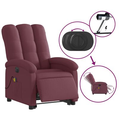 vidaXL Electric Stand up Massage Recliner Chair Purple Fabric