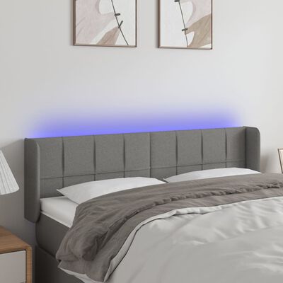 vidaXL LED Headboard Dark Gray 57.9"x6.3"x30.7"/34.6" Fabric