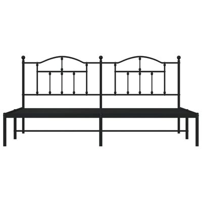 vidaXL Metal Bed Frame without Mattress with Headboard Black 76"x79.9"