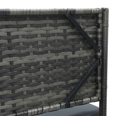 vidaXL Patio Sofa with Table and Cushions L-Shaped Gray Poly Rattan