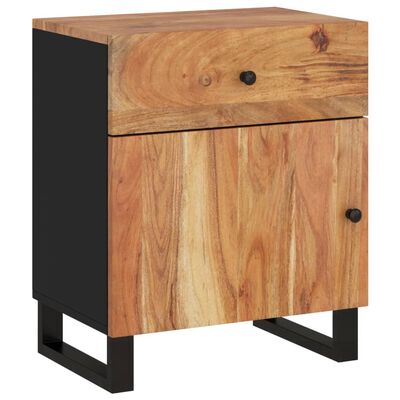 vidaXL Bedside Cabinet 19.7"x13"x23.6" Solid Wood Acacia&Engineered Wood