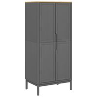 vidaXL Wardrobe FLORO Gray 30.3"x20.9"x67.3" Solid Wood Pine