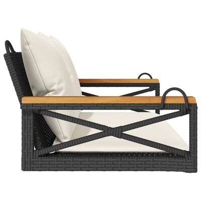 vidaXL Swing Bench with Cushions Black 42.9"x24.4"x15.7" Poly Rattan