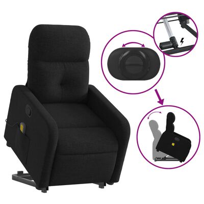 vidaXL Stand up Massage Recliner Chair Black Fabric