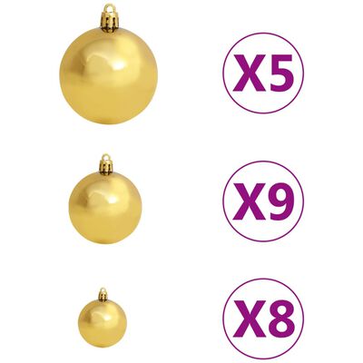 vidaXL Artificial Hinged Christmas Tree 150 LEDs & Ball Set 59.1"