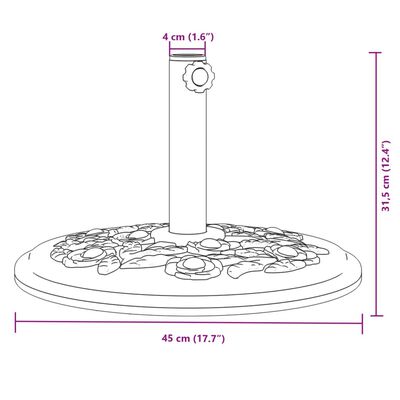 vidaXL Parasol Base for Ø1.5"/1.9" Poles 26.5 lb Round