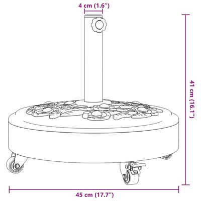 vidaXL Parasol Base with Wheels for Ø1.5"/1.9" Poles 59.5 lb Round