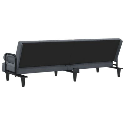 vidaXL Sofa Bed with Armrests Dark Gray Velvet