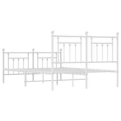 vidaXL Metal Bed Frame without Mattress with Footboard White 59.1"x78.7"