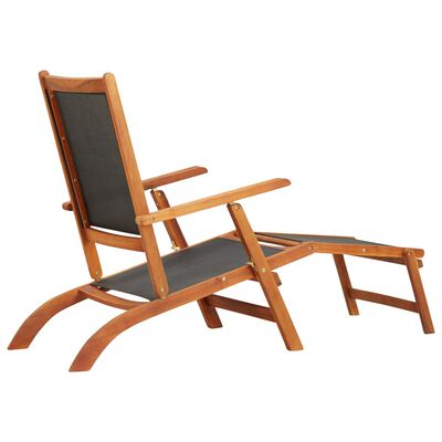 vidaXL Patio Deck Chair Solid Acacia Wood and Textilene